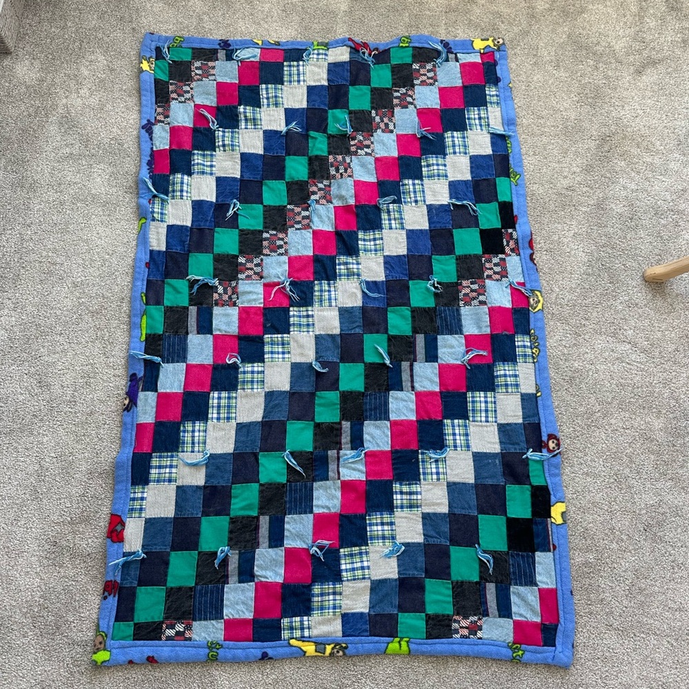 Vintage Teletubbies Handmade Patchwork Quilt Blanket Throw